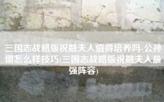三国志战略版祝融夫人值得培养吗-公孙瓒怎么样技巧(三国志战略版祝融夫人最强阵容)