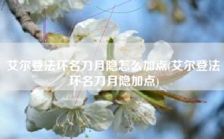 艾尔登法环名刀月隐怎么加点(艾尔登法环名刀月隐加点)