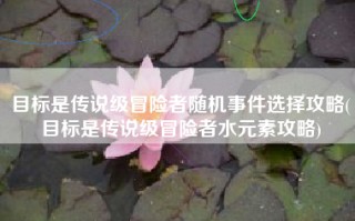 目标是传说级冒险者随机事件选择攻略(目标是传说级冒险者水元素攻略)