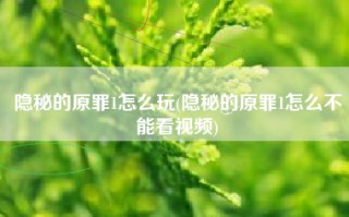 隐秘的原罪1怎么玩(隐秘的原罪1怎么不能看视频)
