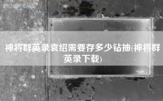 神将群英录袁绍需要存多少钻抽(神将群英录下载)