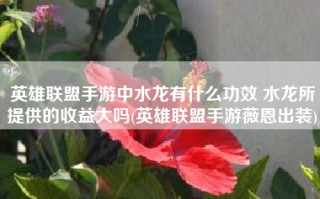 英雄联盟手游中水龙有什么功效 水龙所提供的收益大吗(英雄联盟手游薇恩出装)