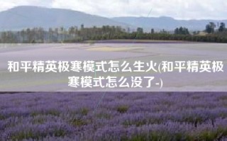 和平精英极寒模式怎么生火(和平精英极寒模式怎么没了-)