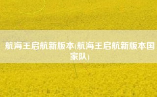 航海王启航新版本(航海王启航新版本国家队)
