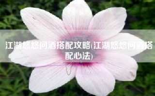 江湖悠悠问酒搭配攻略(江湖悠悠问酒搭配心法)