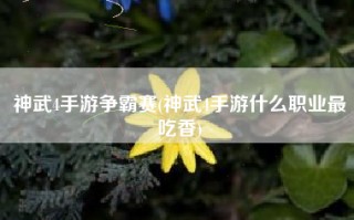 神武4手游争霸赛(神武4手游什么职业最吃香)