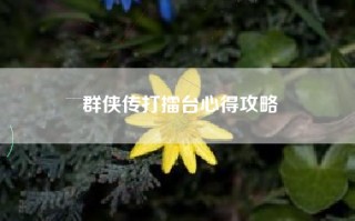 群侠传打擂台心得攻略