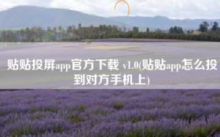 贴贴投屏app官方下载 v1.0(贴贴app怎么投到对方手机上)