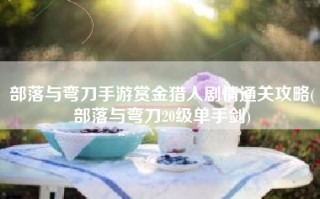 部落与弯刀手游赏金猎人剧情通关攻略(部落与弯刀20级单手剑)