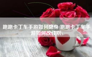 跑跑卡丁车手游如何隐身(跑跑卡丁车手游如何改性别)