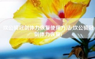 坎公骑冠剑体力恢复使用方法(坎公骑冠剑体力恢复)