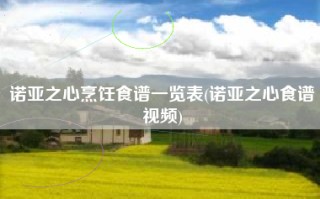 诺亚之心烹饪食谱一览表(诺亚之心食谱视频)