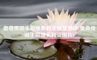 奥奇传说手游维多利亚强度测评(奥奇传说手游维多利亚图片)
