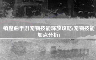 镇魔曲手游宠物技能释放攻略(宠物技能加点分析)