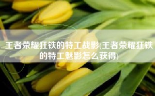王者荣耀狂铁的特工战影(王者荣耀狂铁的特工魅影怎么获得)
