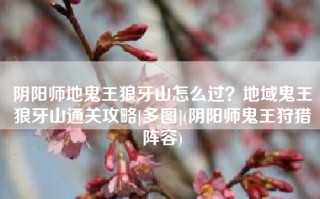 阴阳师地鬼王狼牙山怎么过？地域鬼王狼牙山通关攻略[多图](阴阳师鬼王狩猎阵容)