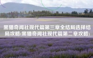 黑猫奇闻社现代篇第三章全结局选择结局攻略(黑猫奇闻社现代篇第二章攻略)