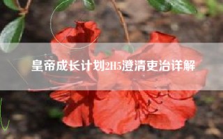 皇帝成长计划2H5澄清吏治详解