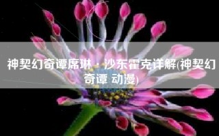 神契幻奇谭席琳·沙东霍克详解(神契幻奇谭 动漫)