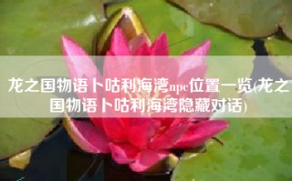 龙之国物语卜咕利海湾npc位置一览(龙之国物语卜咕利海湾隐藏对话)