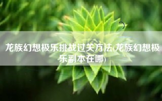 龙族幻想极乐挑战过关方法(龙族幻想极乐副本在哪)