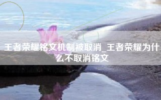 王者荣耀铭文机制被取消_王者荣耀为什么不取消铭文