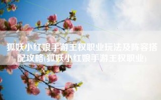 狐妖小红娘手游王权职业玩法及阵容搭配攻略(狐妖小红娘手游王权职业)