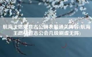 航海王燃烧意志公爵衣服通关阵容(航海王燃烧意志公会几级刷虚无阵)