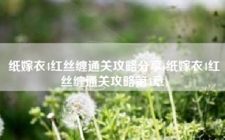 纸嫁衣4红丝缠通关攻略分享(纸嫁衣4红丝缠通关攻略第4章)