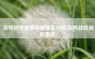 灰烬战线废都再建通关攻略(灰烬战线废都重建)