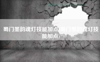蜀门墨韵魂灯技能加点(蜀门墨韵魂灯技能加点)