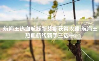 航海王热血航线新艾斯获得攻略(航海王热血航线新手三选一)