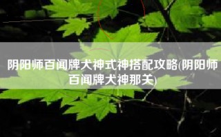 阴阳师百闻牌犬神式神搭配攻略(阴阳师百闻牌犬神那关)