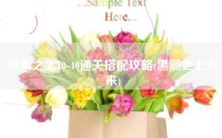 黑潮之上10-40通关搭配攻略(黑潮之上未来)