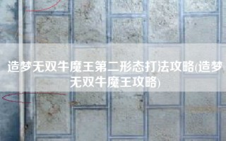 造梦无双牛魔王第二形态打法攻略(造梦无双牛魔王攻略)