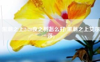 黑潮之上2-20夜之树怎么打(黑潮之上艾尔莎)