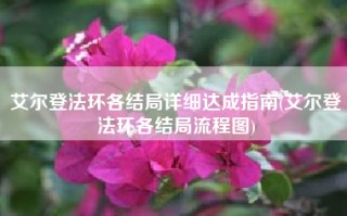 艾尔登法环各结局详细达成指南(艾尔登法环各结局流程图)