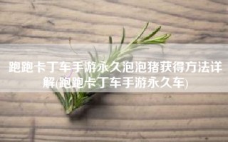 跑跑卡丁车手游永久泡泡猪获得方法详解(跑跑卡丁车手游永久车)