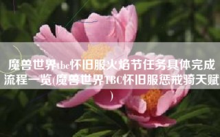 魔兽世界tbc怀旧服火焰节任务具体完成流程一览(魔兽世界TBC怀旧服惩戒骑天赋)