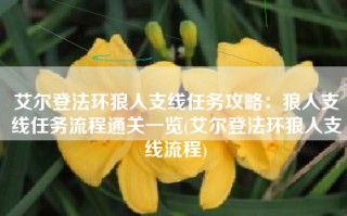 艾尔登法环狼人支线任务攻略：狼人支线任务流程通关一览(艾尔登法环狼人支线流程)