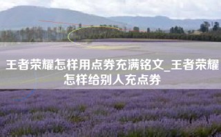 王者荣耀怎样用点券充满铭文_王者荣耀怎样给别人充点券