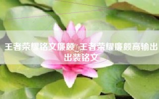 王者荣耀铭文廉颇_王者荣耀廉颇高输出出装铭文