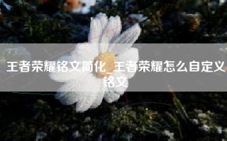 王者荣耀铭文简化_王者荣耀怎么自定义铭文