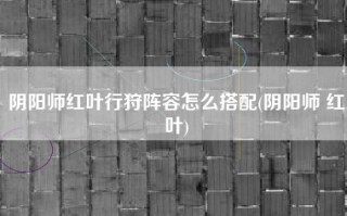 阴阳师红叶行狩阵容怎么搭配(阴阳师 红叶)