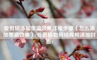 爱剪辑添加墨滴效果详细步骤（怎么添加墨滴效果）(爱剪辑如何给视频添加封面)