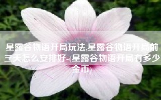 星露谷物语开局玩法,星露谷物语开局前三天怎么安排好-(星露谷物语开局有多少金币)
