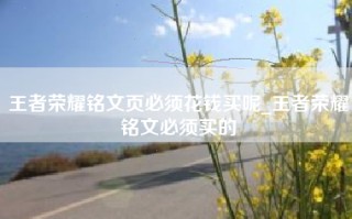 王者荣耀铭文页必须花钱买呢_王者荣耀铭文必须买的
