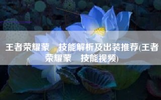 王者荣耀蒙犽技能解析及出装推荐(王者荣耀蒙犽技能视频)