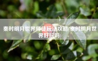 秦时明月世界师徒玩法攻略(秦时明月世界好玩吗)