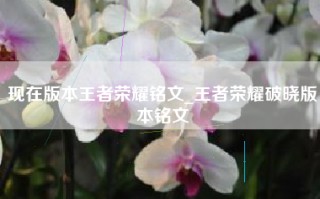 现在版本王者荣耀铭文_王者荣耀破晓版本铭文